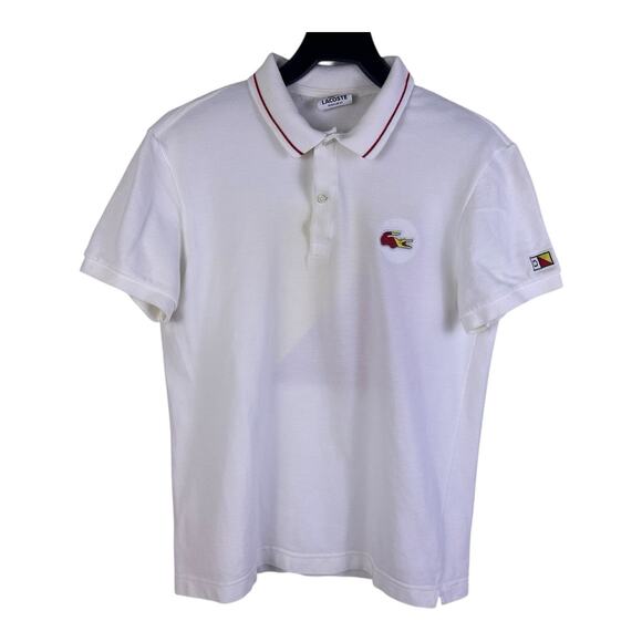 Lacoste Polo Shirt Men’s White Yellow Orange Luxury Streetwear Size 3 - Picture 1 of 11